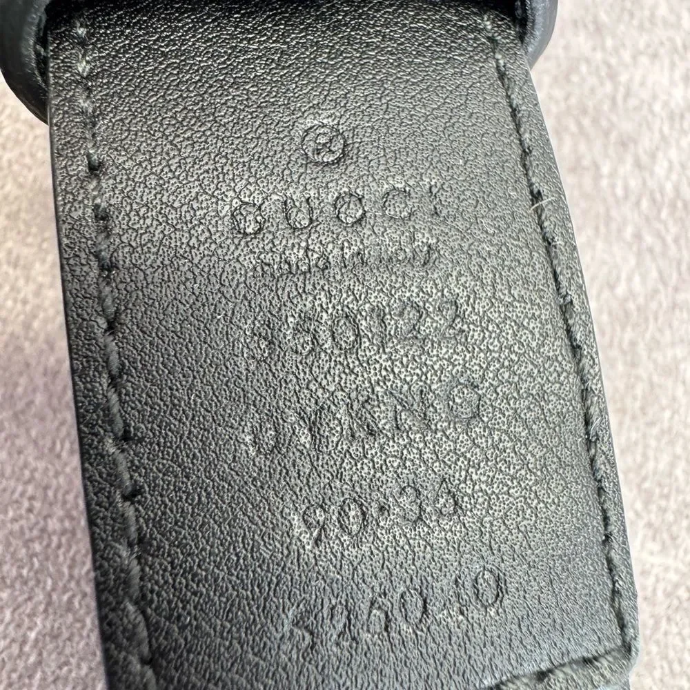 Gucci Zumi Black Leather Quilted Belt with Gold Buckle 550122 90/36 - Picture 10 of 10